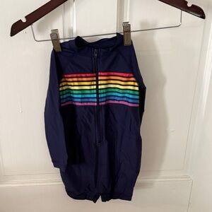 Primary navy and rainbow swimsuit